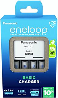 Panasonic Eneloop BQ-CC51E batterijlader + 4 AAA Eneloop (800mAh)